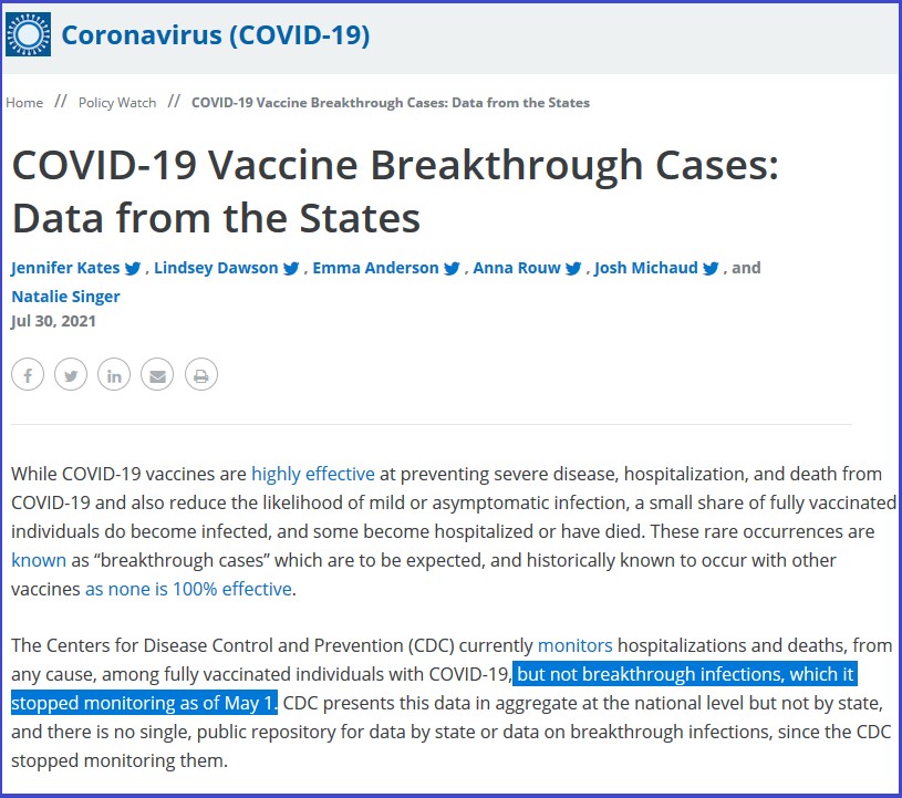 Why Did The CDC Stop Recording Vaccine Breakthrough Cases in The U.S