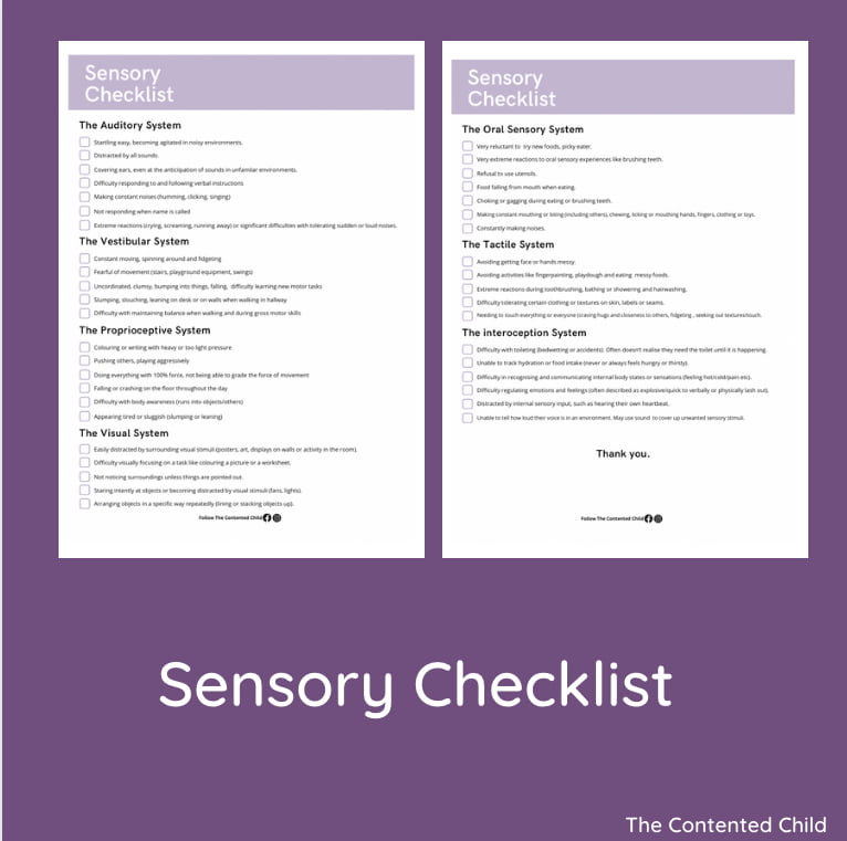 SENSORY CHECKLIST The Contented Child