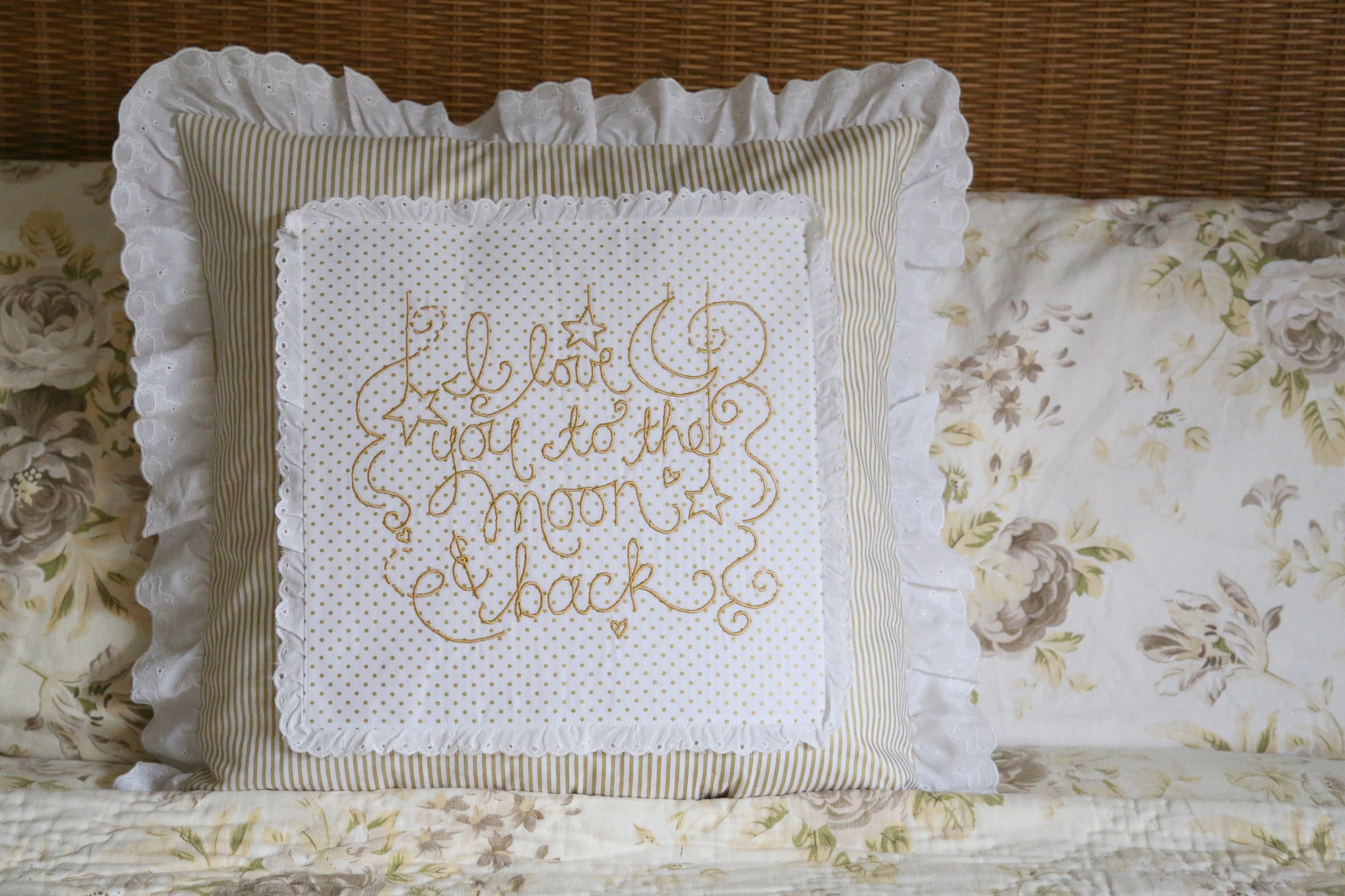 Love You to the Moon and Back Embroidered Pillow Tutorial The Cottage
