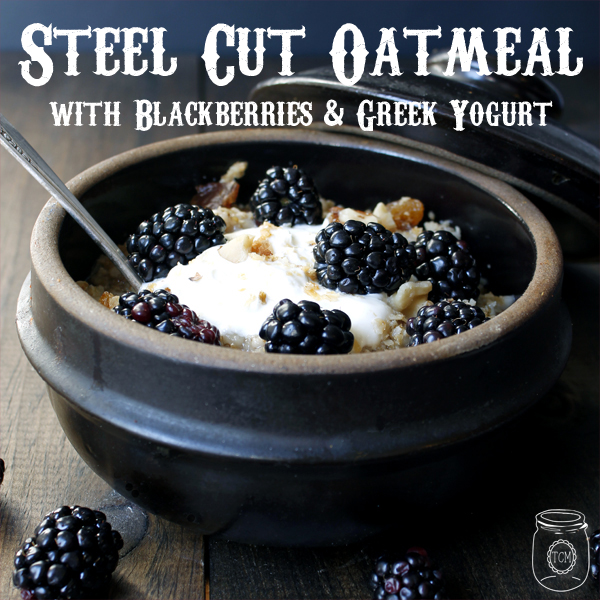 Steel Cut Oatmeal with Blackberries, Granola and Greek Yogurt