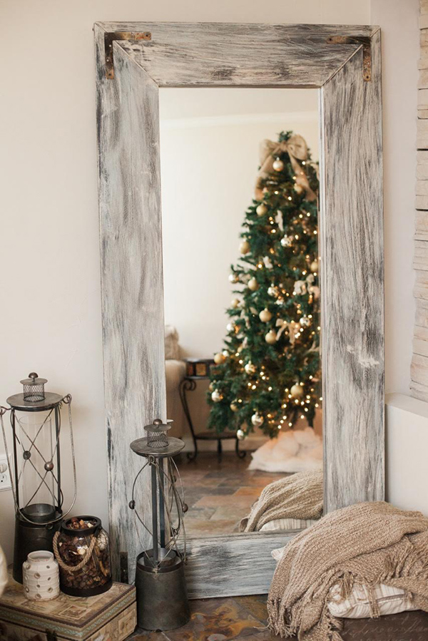 This IKEA mirror was upgraded with some new paint and now has a gorgeous rustic farmhouse look to is