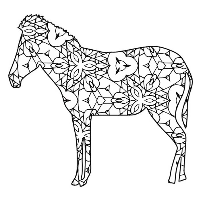 This detailed zebra graphic has lots of shapes and lines to color in.