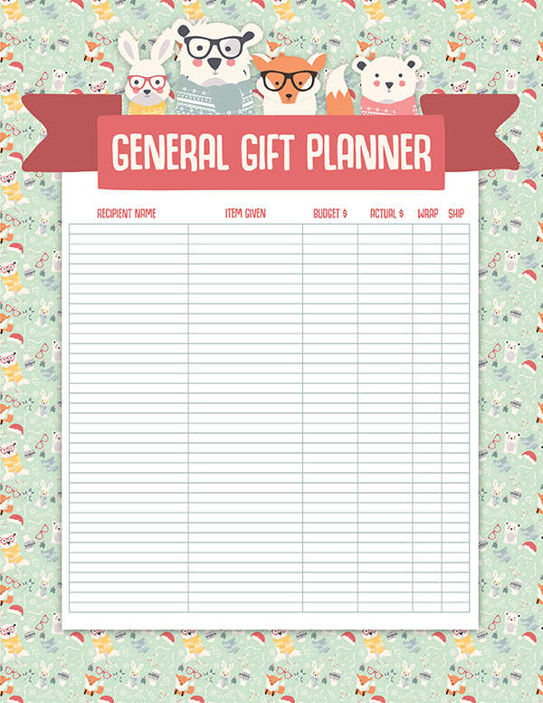 keep track of all git giving with this handy gift planner
