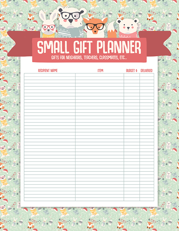 Small gifts matter - this free christmas planner comes with a small gift list page
