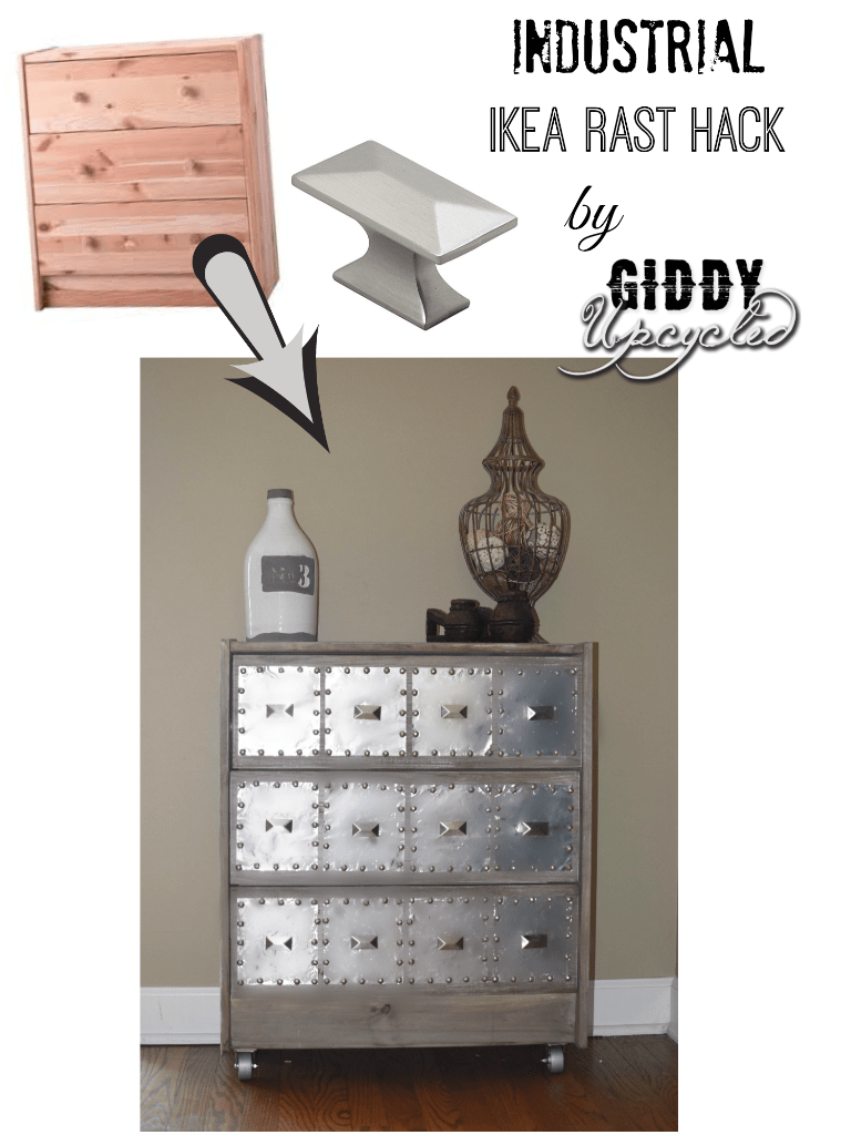 This industrial Ikea rast features silver accents.