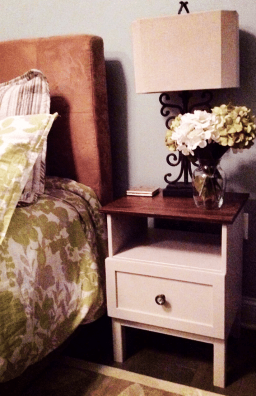 This contemporary style IKEA side table looks great with some new hardware and a fresh coat of paint