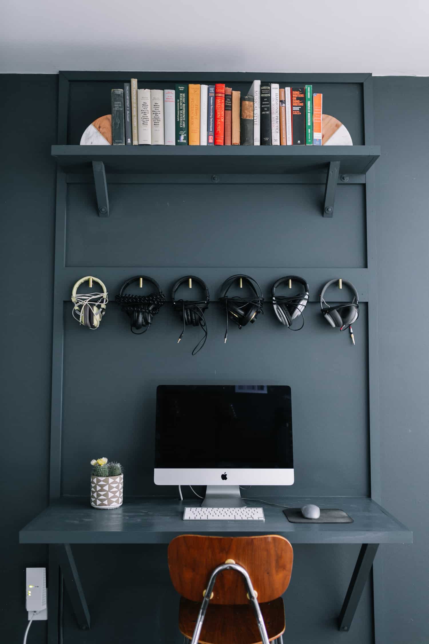 These headphone holders on the wall are functional and genius.