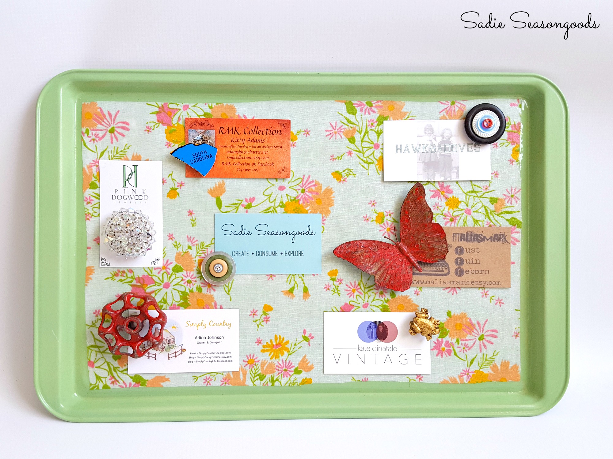 One coast of paint made this cookie tray a creative magnetic message board