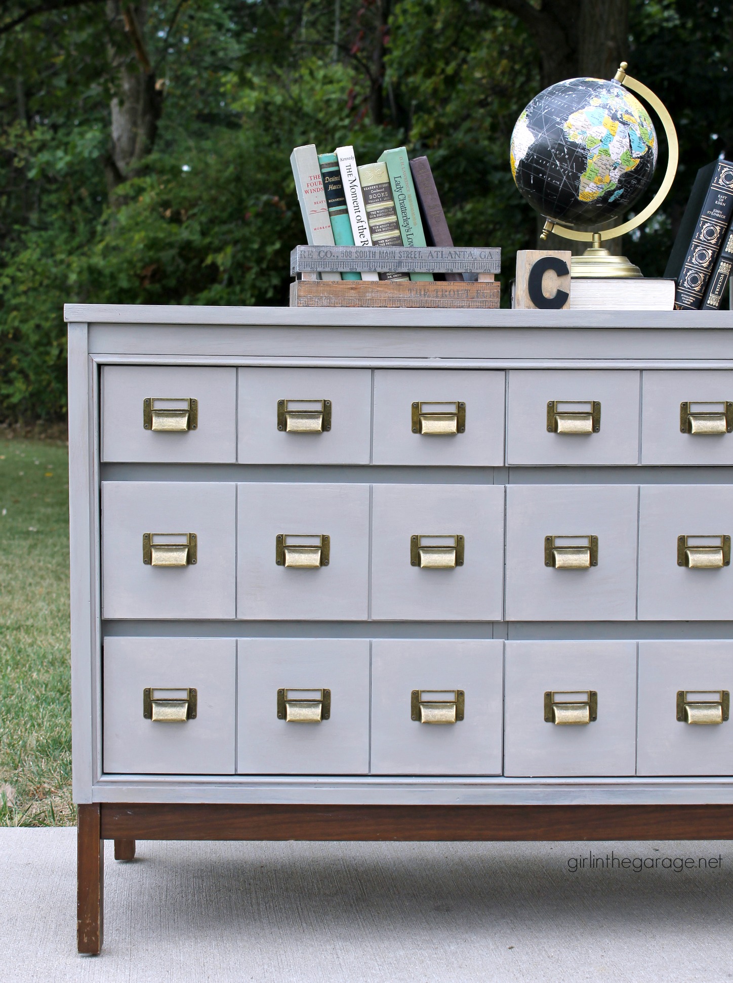 Letter drawer dressers are a popular vintage accessory and with a fresh coat of paint, this fixer upper makeover is stunning