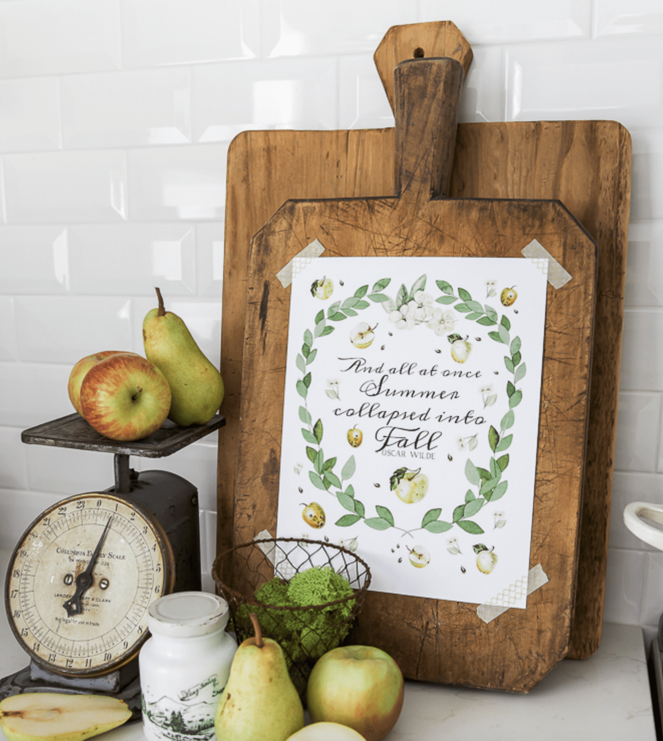 This adorable quote on the kitchen cutting boards is a sweet addition.