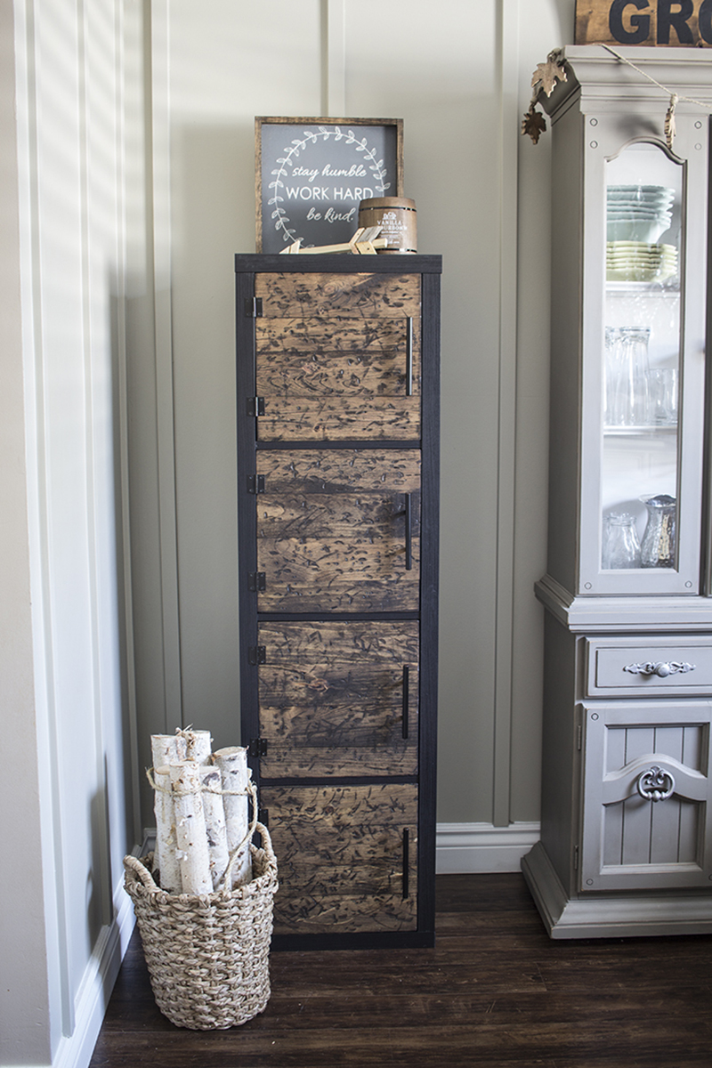This Farmhouse IKEA Locker Hack is fabulous! You can store tons in style!