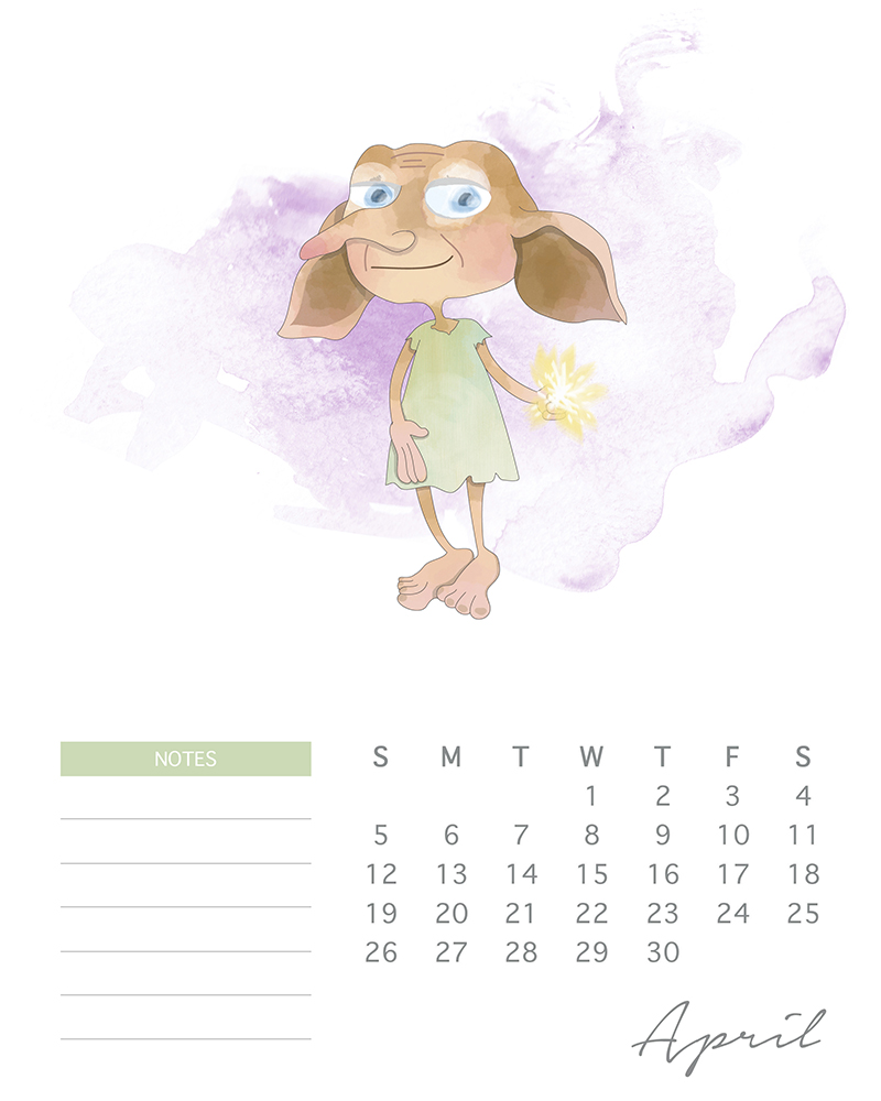free printable 2020 watercolor harry potter calendar the cottage market