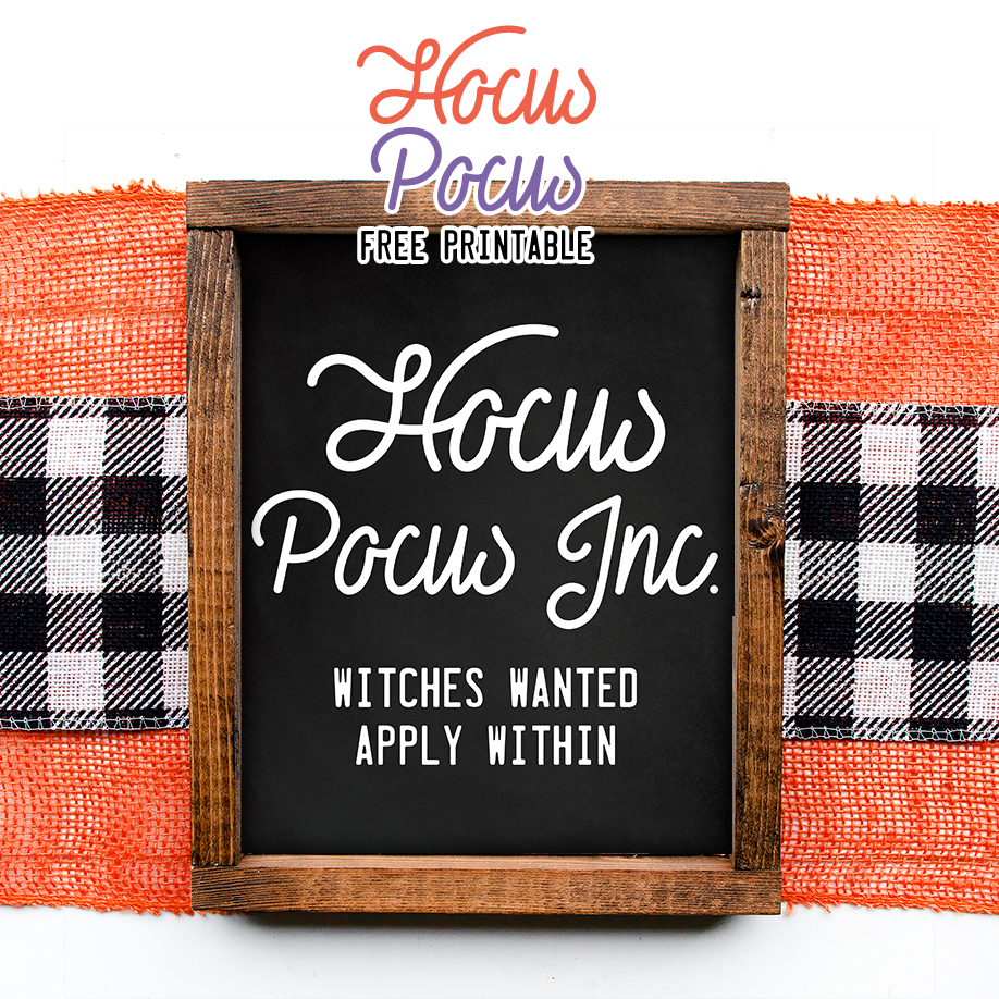 This Hocus Pocus Free Printable will add a touch of Fun Halloween Charm to any space in your home! Add it to your Gallery Wall... it will be MAGICAL!
