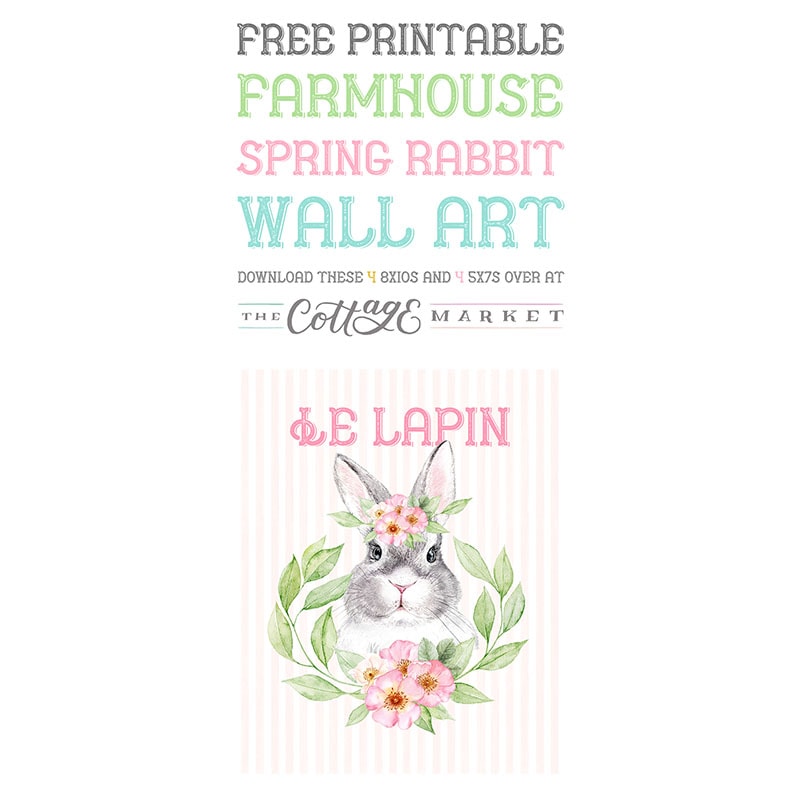 Free Printable Farmhouse Spring Rabbit Wall Art - The Cottage Market