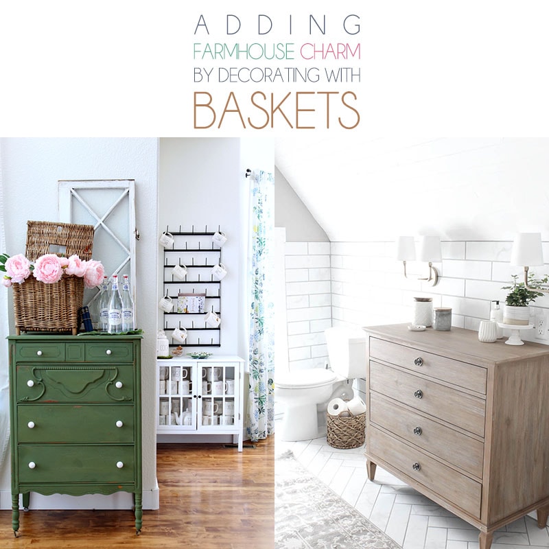 Adding Farmhouse Charm By Decorating With Baskets is very quick, easy and budget friendly.&nbsp; Baskets are so versatile!&nbsp; You are going to want to try them all! 