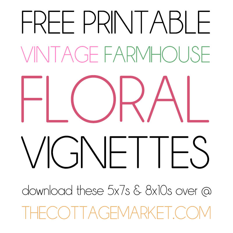 These Free Printable Vintage Farmhouse Floral Vignettes are going to add a touch of Vintage Charm to your Home!