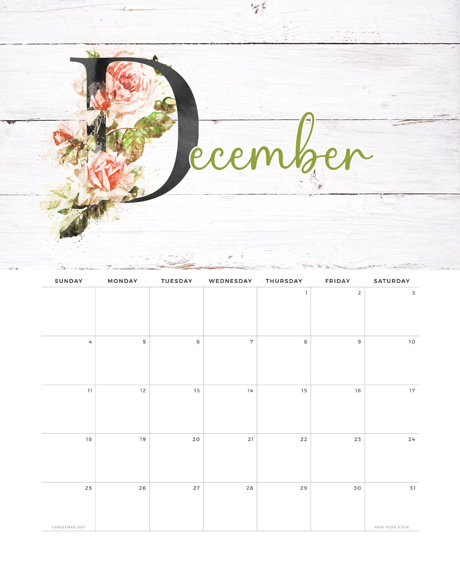 Free Printable 2022 Farmhouse Calendar - The Cottage Market