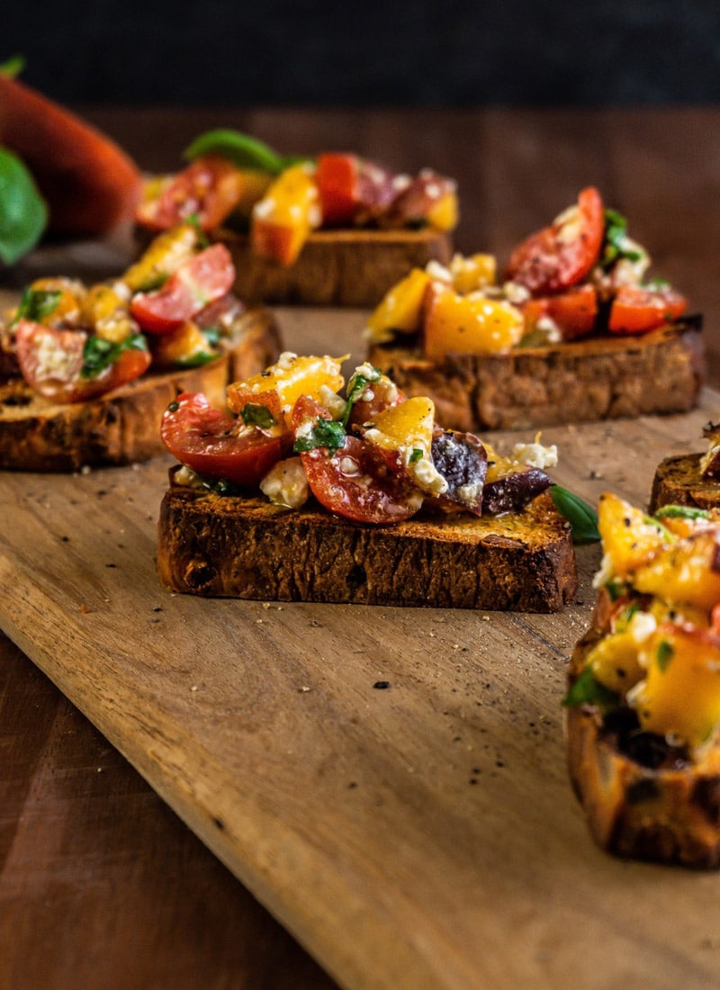 Peach and Tomato Bruschetta