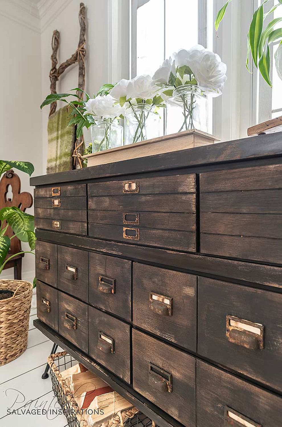 DIY Faux Drawer Antique Apothecary Cabinet