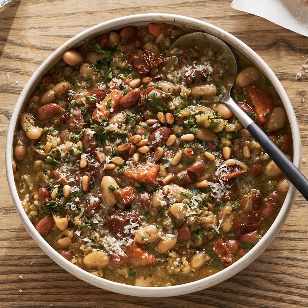 Pesto Rice Bean Soup