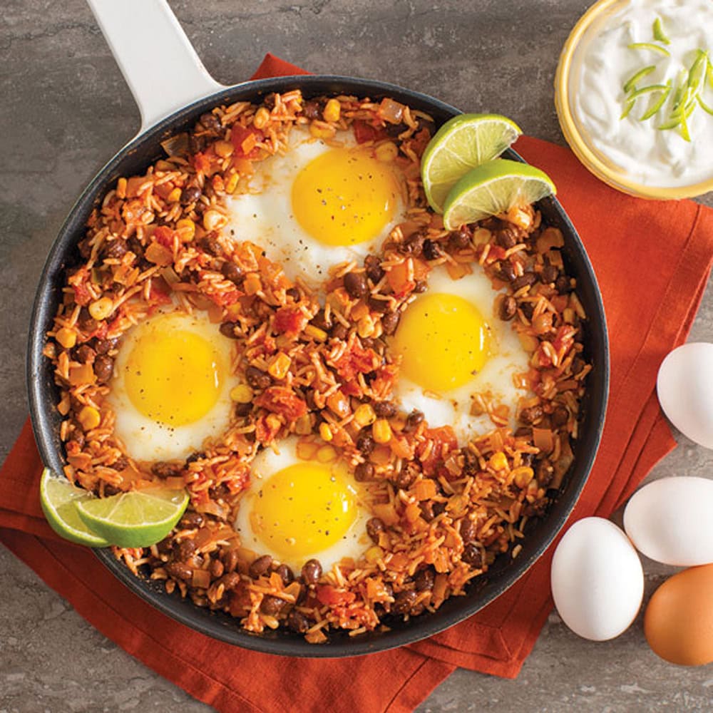 Mexican Rice Beans Baked Eggs