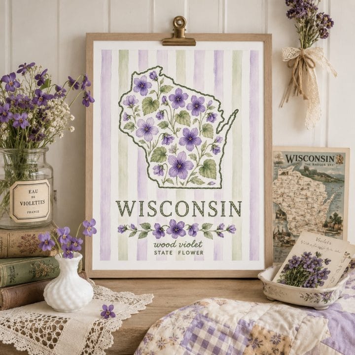 Wisconsin: Violet State Flower Wall Art