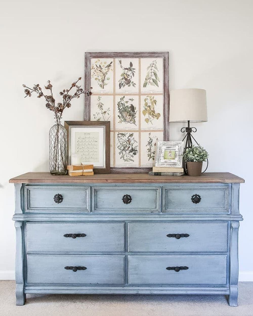 French Blue Dresser Makeover blue thrift store furniture makeover from The Cottage Market