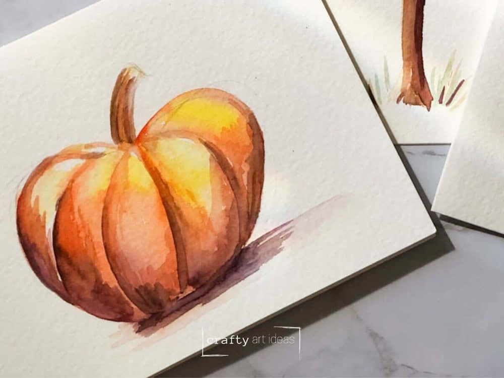 How to Paint a Watercolor Fall Pumpkin watercolor tutorial for beginners