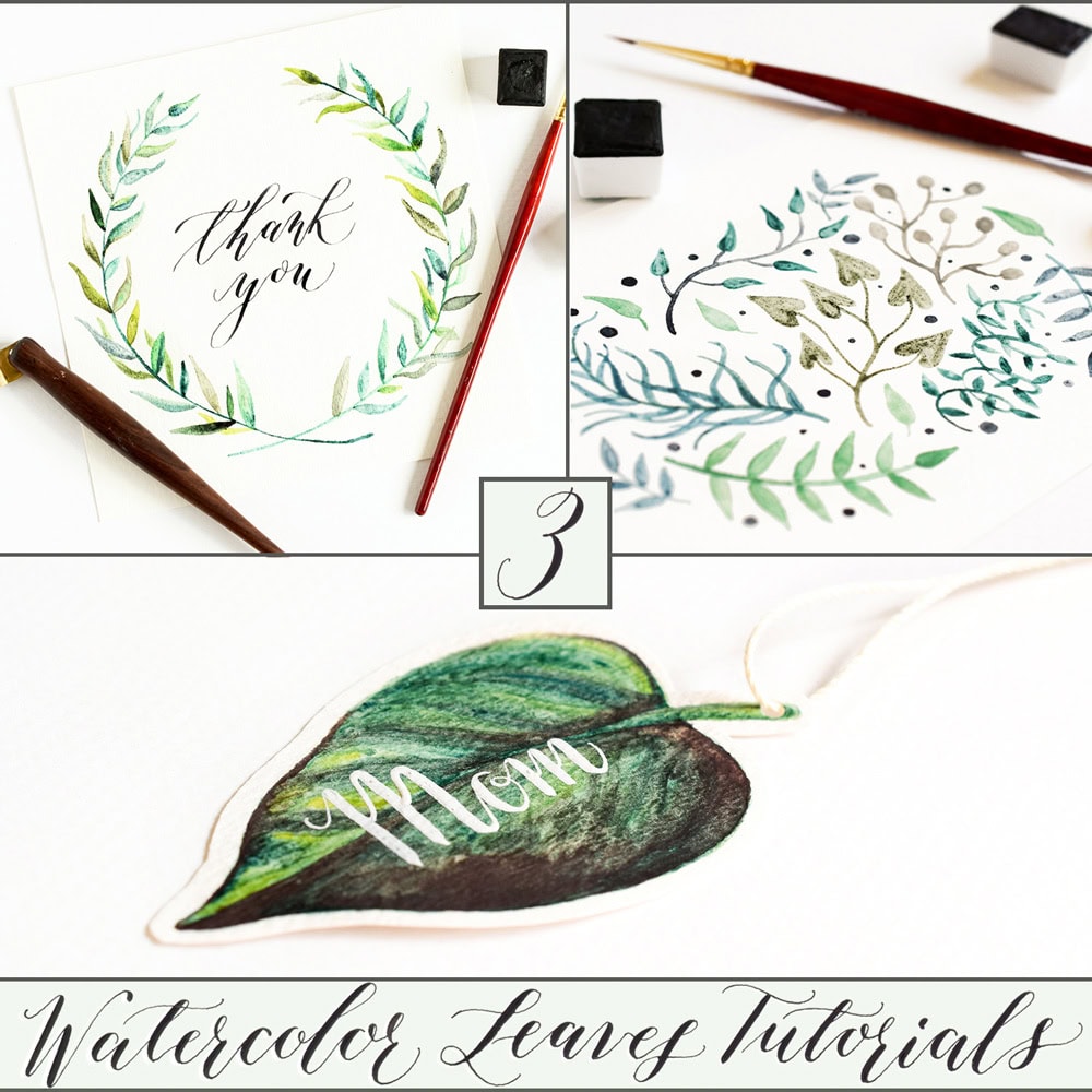 Three Watercolor Leaves Tutorials watercolor tutorial for beginners