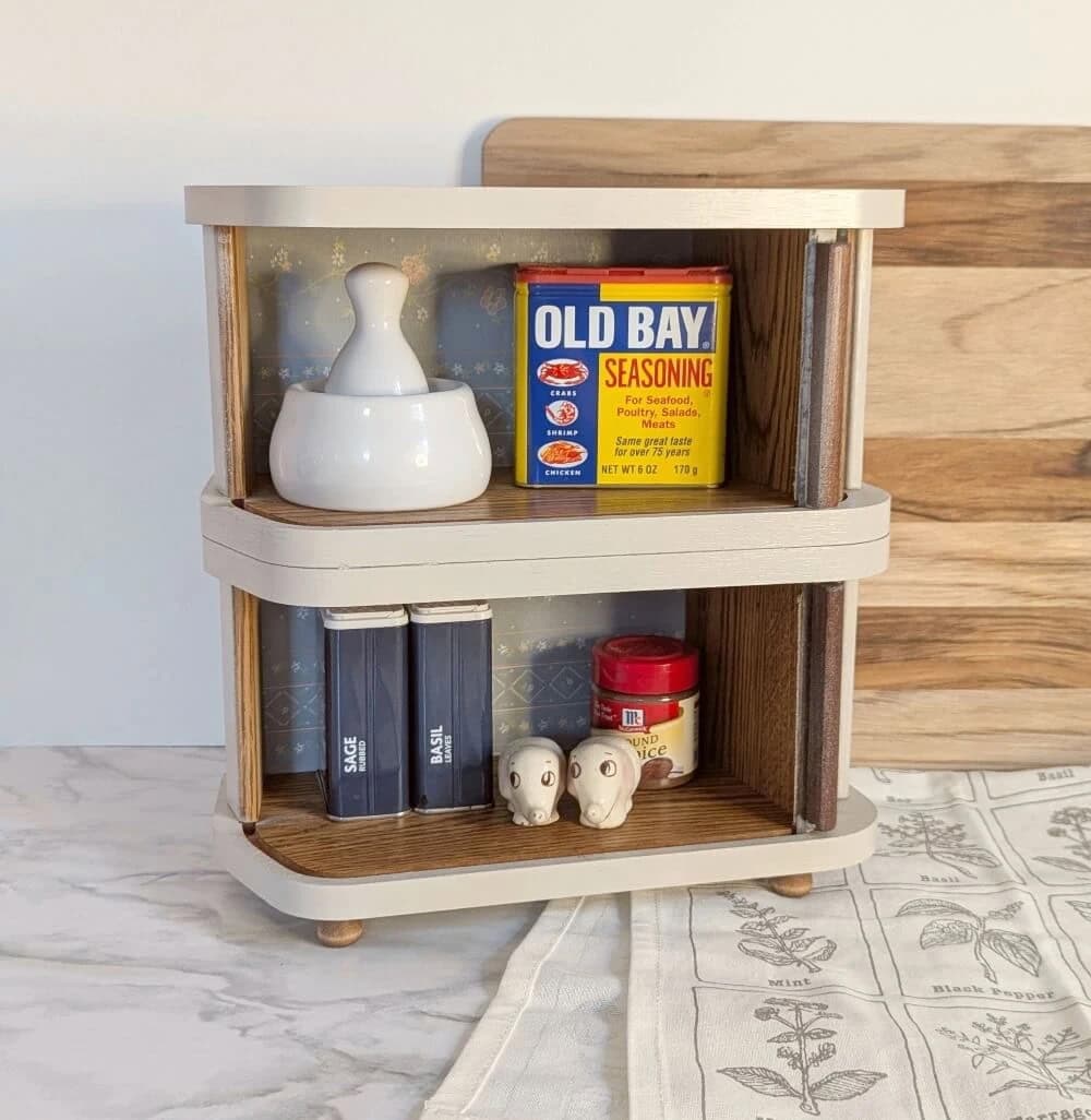 Vintage Floppy Disk Boxes Turned Into a Spice Cabinet thrift store upcycle idea