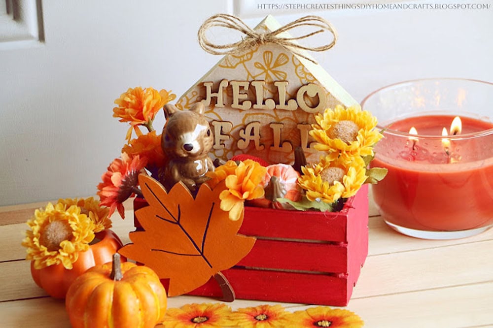How To Create Fall Crate decor Using dollar Tree Items featured in A Morning Cup of Joe