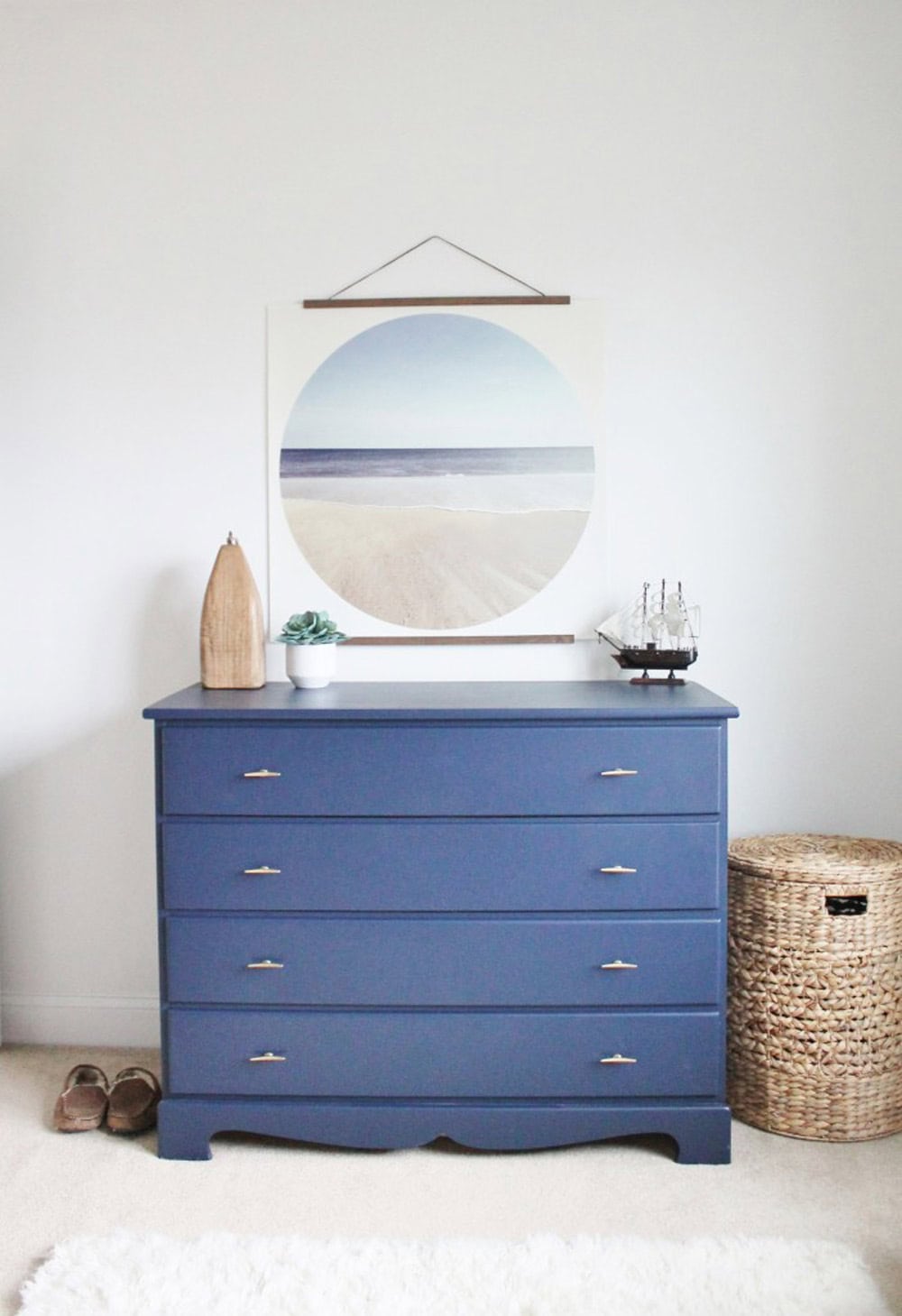 Navy Blue Dresser Makeover blue thrift store furniture makeover from The Cottage Market