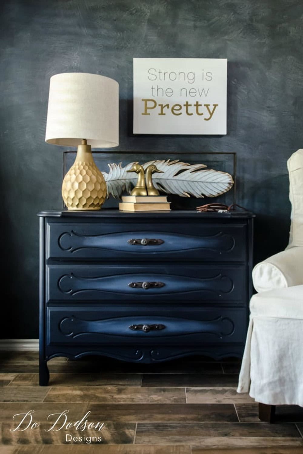 Blending Beauty blue thrift store furniture makeover from The Cottage Market