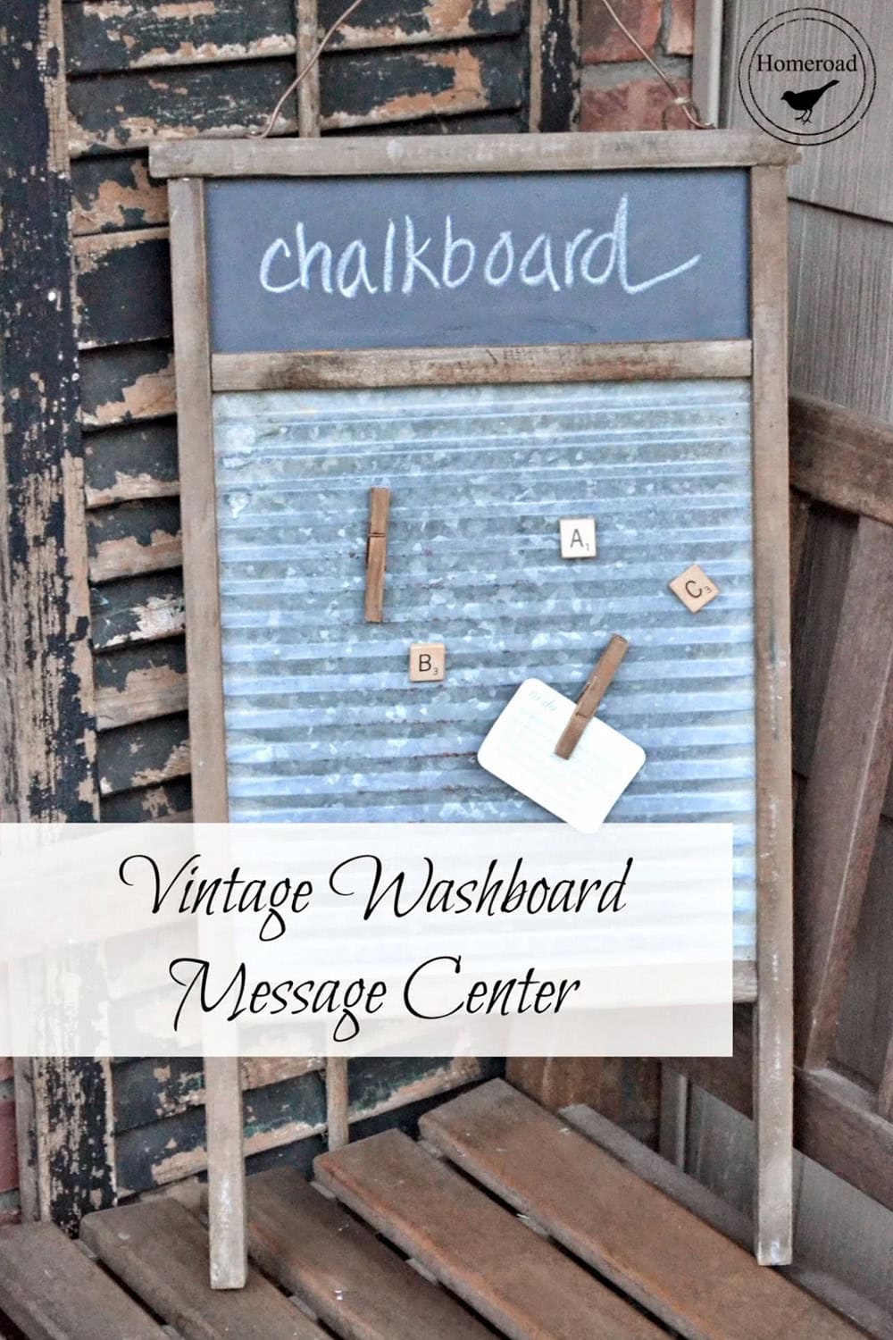 Vintage Washboard Message Center and a Story thrift store upcycle featured on The Cottage Market