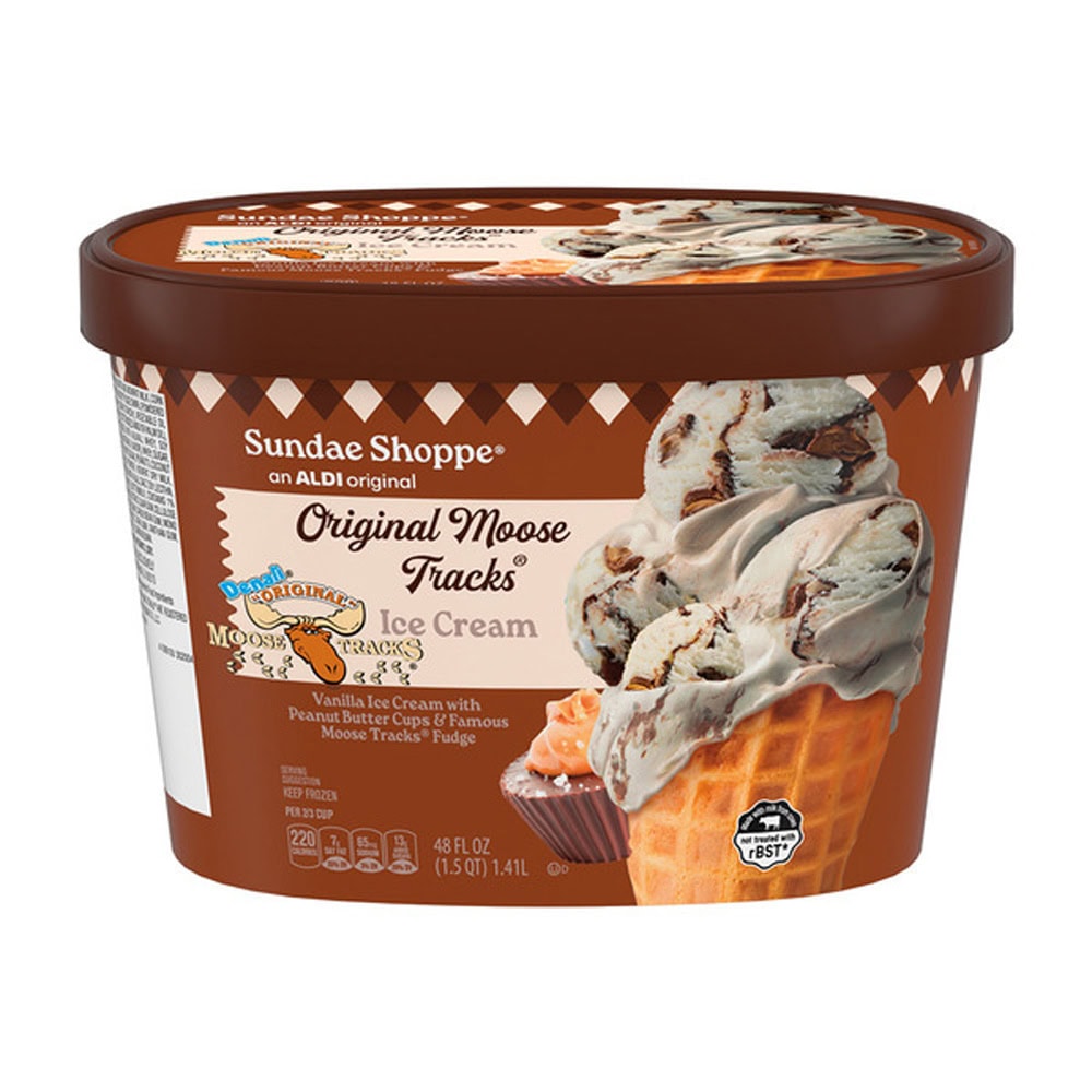 Sundae Shoppe Moose Tracks Ice Cream ALDI favorite under five dollars