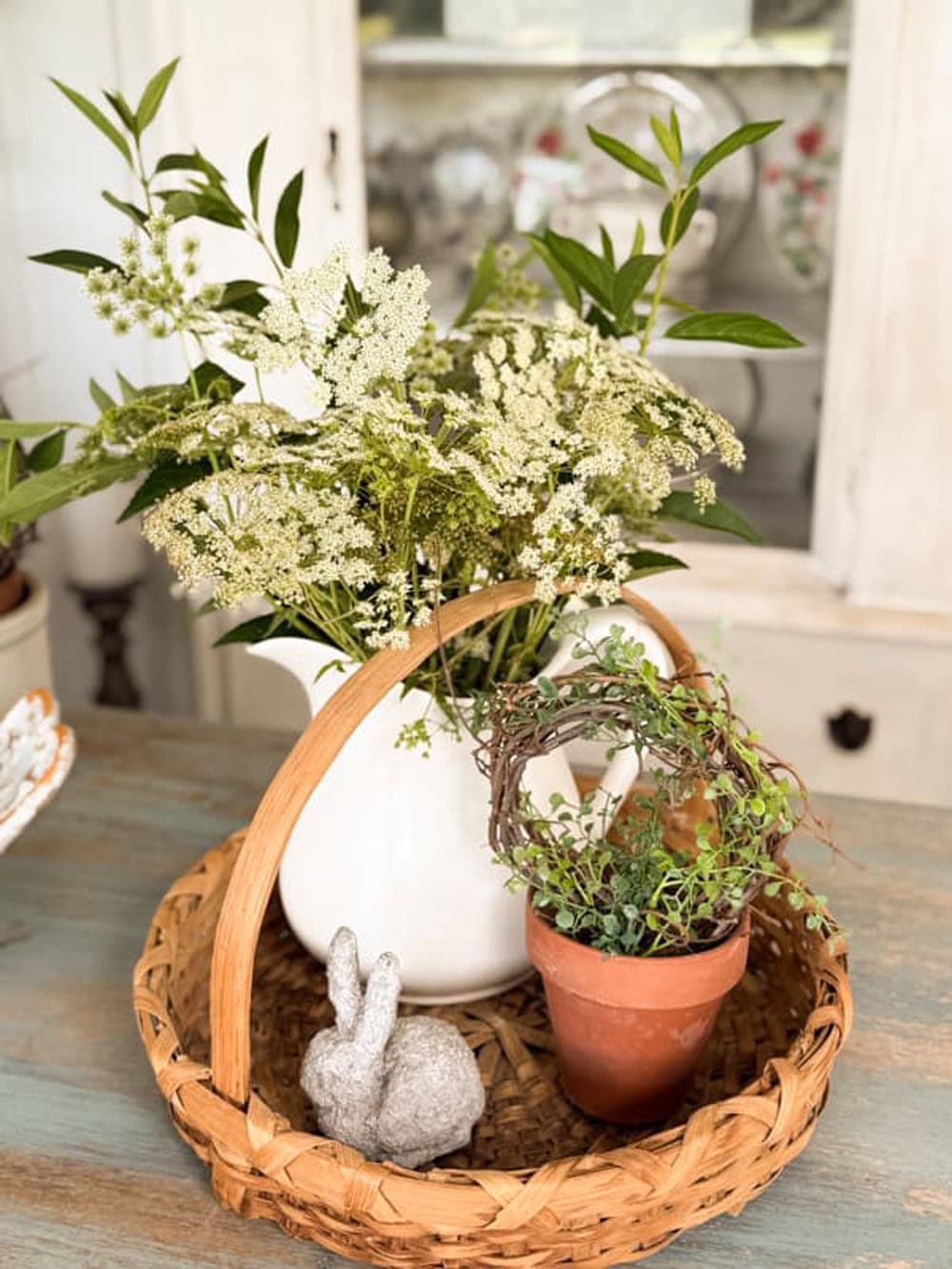 A Collection of Thrifted Ironstone Pitchers floral inspiration featured on The Cottage Market