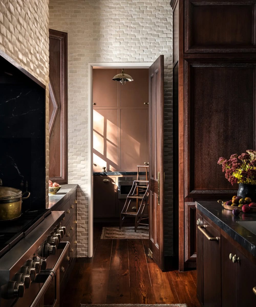 A Moody Greek Revival Kitchen featured in The Cottage Market Saturday Collection