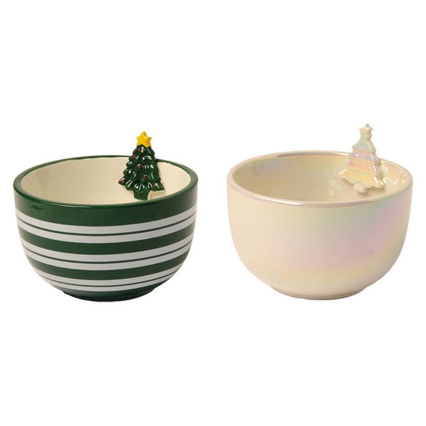 Merry Moments Green and White Tree Ramekin Set