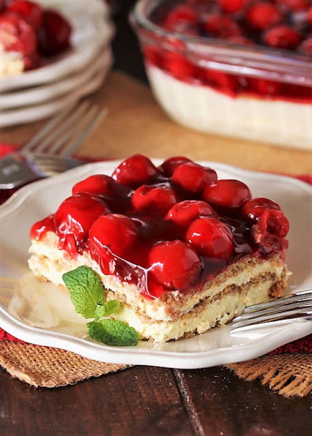 No Bake Cherry Eclair Dessert from The Kitchen Is My Playground