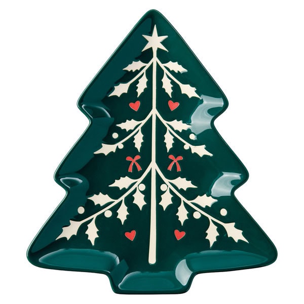 Merry Moments Green Christmas Tree Plate