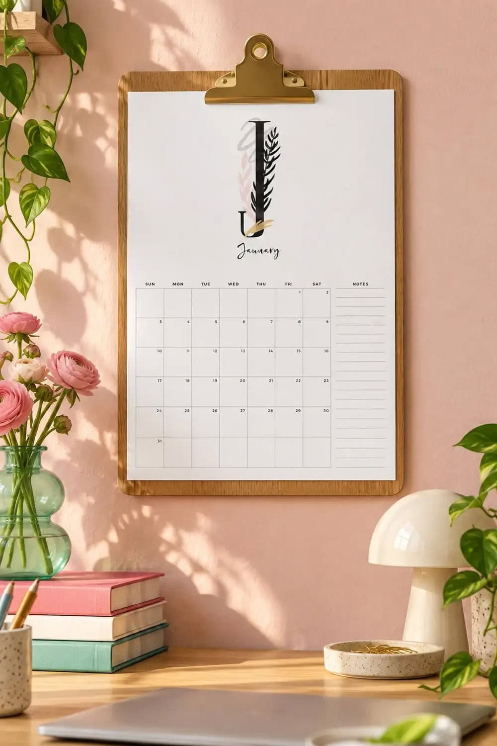 Free Printable 2027 Elegant Monogram Calendar from The Cottage Market