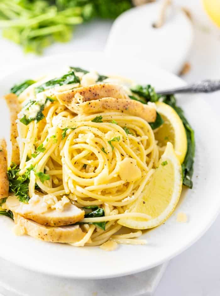 Lemon Ricotta Parmesan Pasta with Chicken & Spinach The Cozy Cook