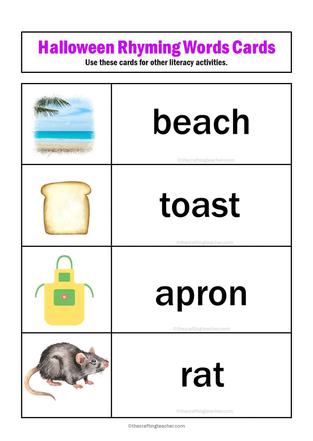 Halloween Rhyming Words - The Crafting Teacher