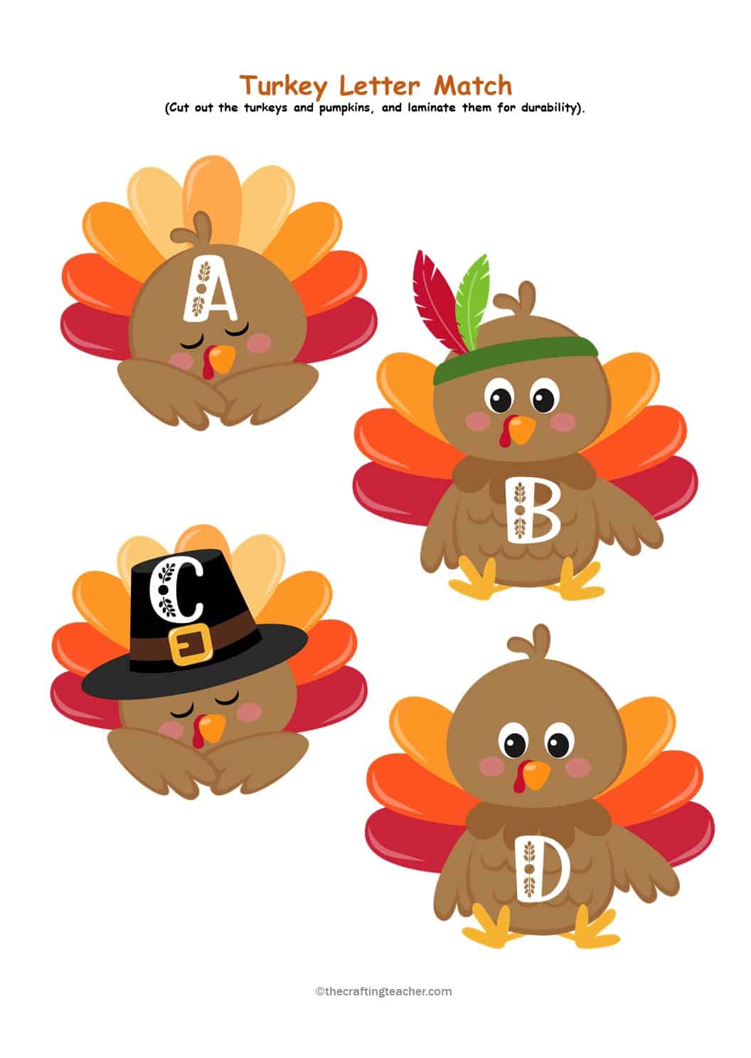 Turkey Letter Match Activity for Preschoolers The Crafting Teacher
