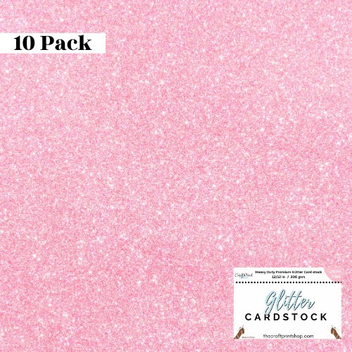 Light Pink Glitter Card Stock 10 Pack 12/12 The Craftprint Shop
