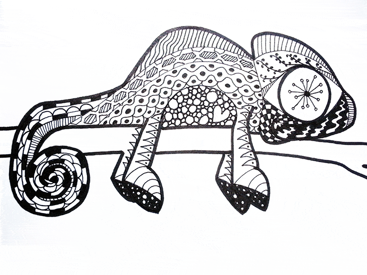 Chameleon Zentangle Art Project The Crafty Classroom