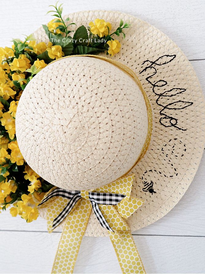 Spring Floral Straw Hat Wreath from Dollar Store Craft