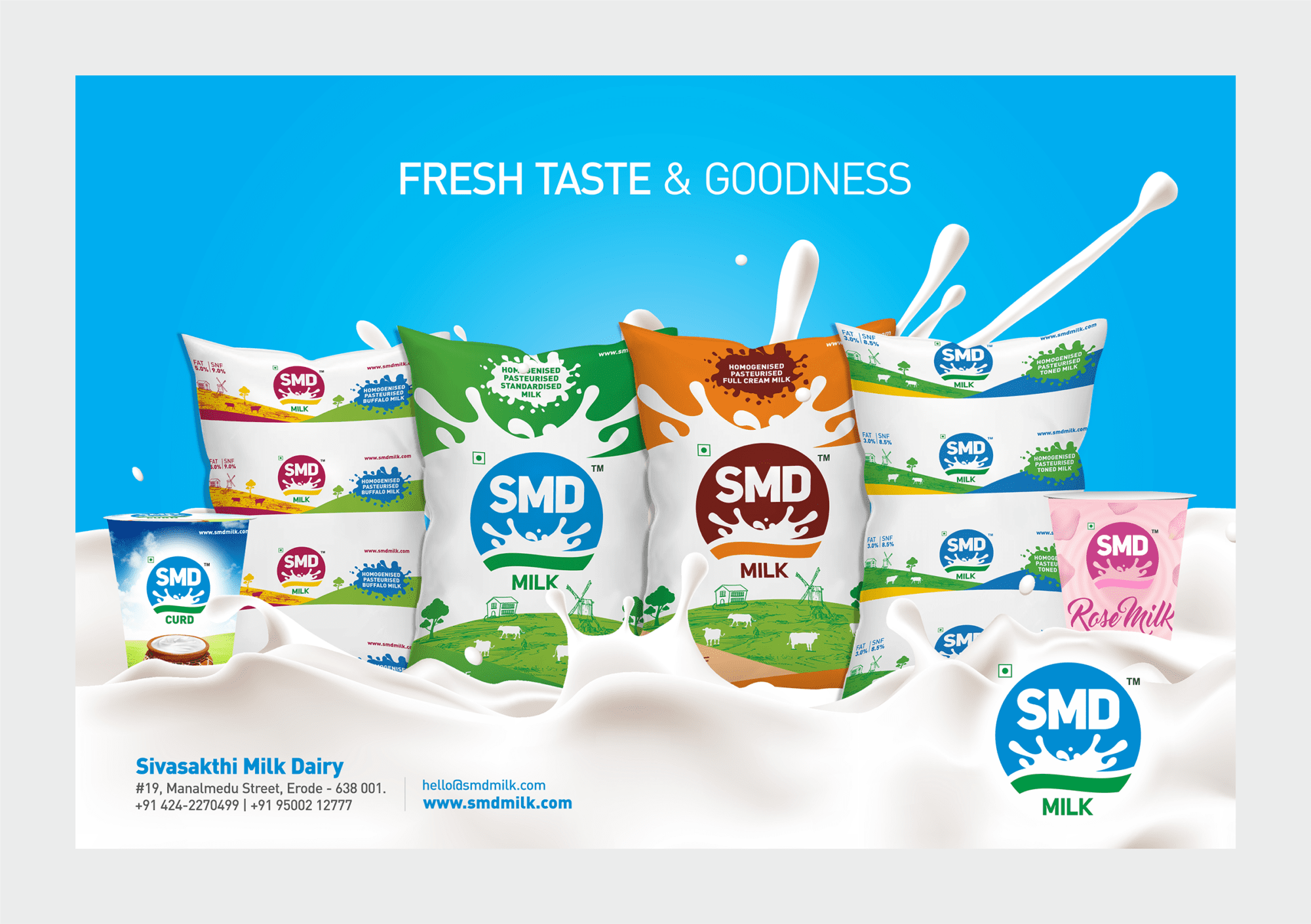 Advertisement Poster Design of Siva Sakthi Milk Dairy Creative Prints