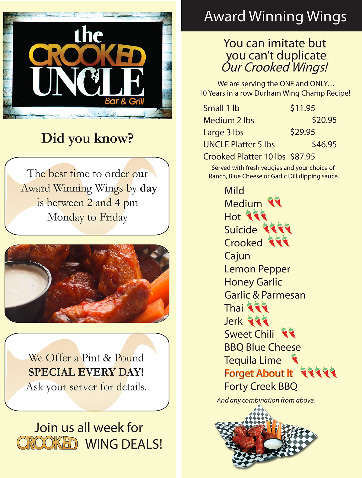 The Crooked Uncle Bar & Grill 1180 Simcoe St. Oshawa 905.240.6767