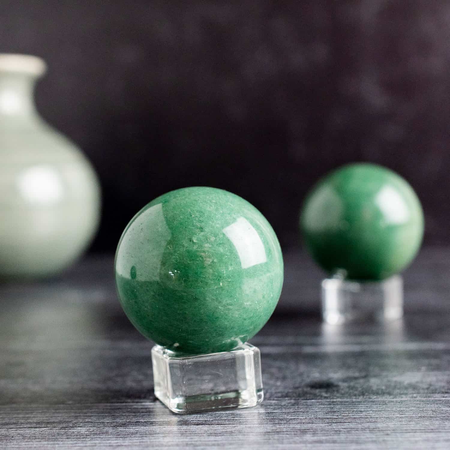GREEN AVENTURINE SPHERES The Crystal Apothecary Co